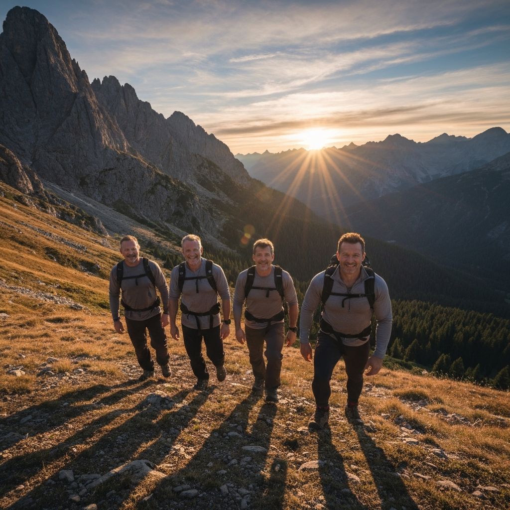 Men 40+ enjoying active lifestyle in nature